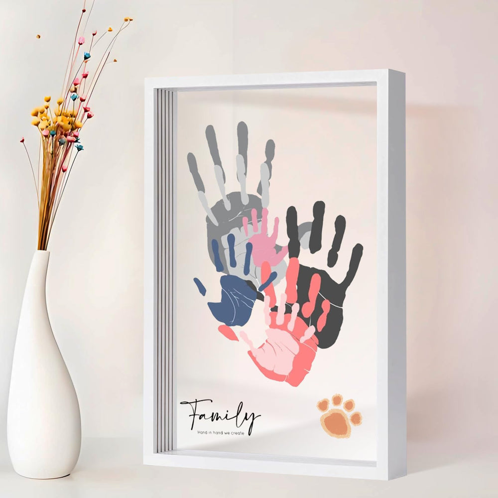 PUDEKO family handprint kit wooden frame ready for wall display and keepsake memories