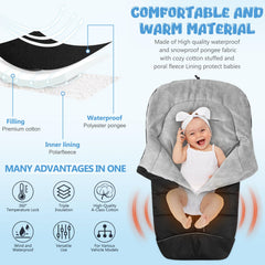 Pugwoy universal baby footmuff hood closed emphasizes weatherproof hood and warmth retention.