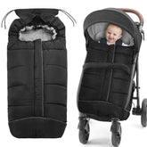 Pugwoy universal baby footmuff side view demonstrates stroller compatibility and cozy warmth.