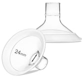 PumpMom-us 24mm oval flange breast shield showing Medela compatibility for comfortable pumping.