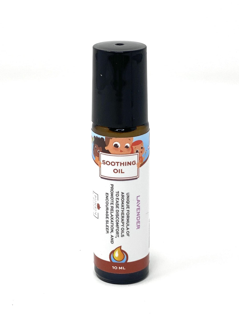 Punkin Butt Lavender Soothing Oil bottle closeup with glass packaging for gentle relief