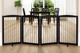 PUPETPO freestanding dog gate in fully assembled form shows quick setup and stable barrier.