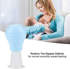 PurYupearl Blue Nipple Corrector side view highlights portable silicone device for daily therapy.