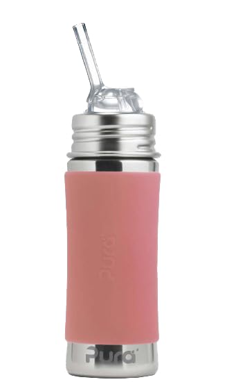 Pura Kiki rose front view highlights plastic-free bottle design for safe hydration.