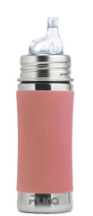 Pura Kiki Rose sleeve on stainless bottle provides secure grip for little hands.