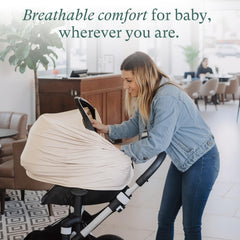 PurComfy multi-use cover used as breastfeeding cover for on-the-go feeding