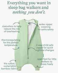 PurComfy supersoft sleep sack with two-way zipper in sage enables quick changes.