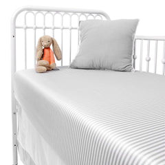 Pure Bamboo crib sheet closeup weave highlights silky texture and breathable comfort.