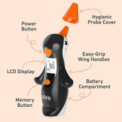 PureEnrichment PureBaby Penguin thermometer stores 10 readings for fever trend tracking.