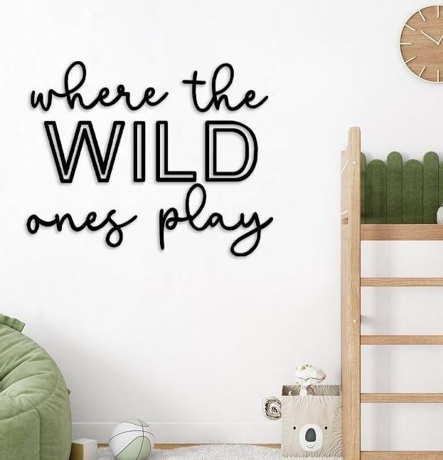 Puremigo playroom wall decor sign 40-inch acrylic black, easy peel-and-stick installation