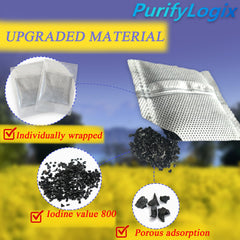 PurifyLogix diaper pail deodorizers odor absorption action illustrates strong adsorption from coconut carbon
