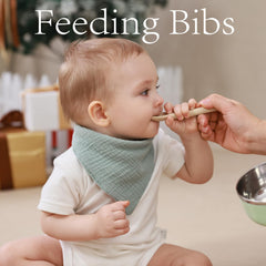 PurlHaven Muslin Bibs close-up β adjustable snaps for comfy, growing fit.