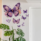 Purple Butterfly wall decal with butterfly and flowers calms living room ambiance