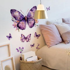 Purple Butterfly wall decal on bedroom wall adds nursery charm