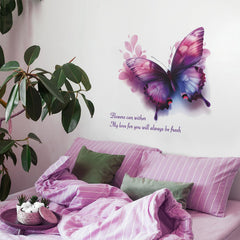 Purple butterfly wall sticker DIY arrangement enables customizable art layouts.