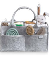 PUTSKA baby diaper caddy organizer 16x10x7 keeps diapers and wipes within easy reach