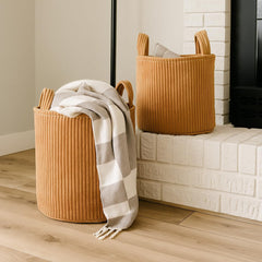 PUTSKA Blanket Basket durable handles for easy carrying and transport