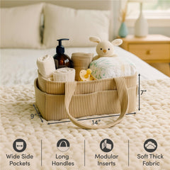 Portable car diaper caddy with handles for on-the-go essentials.