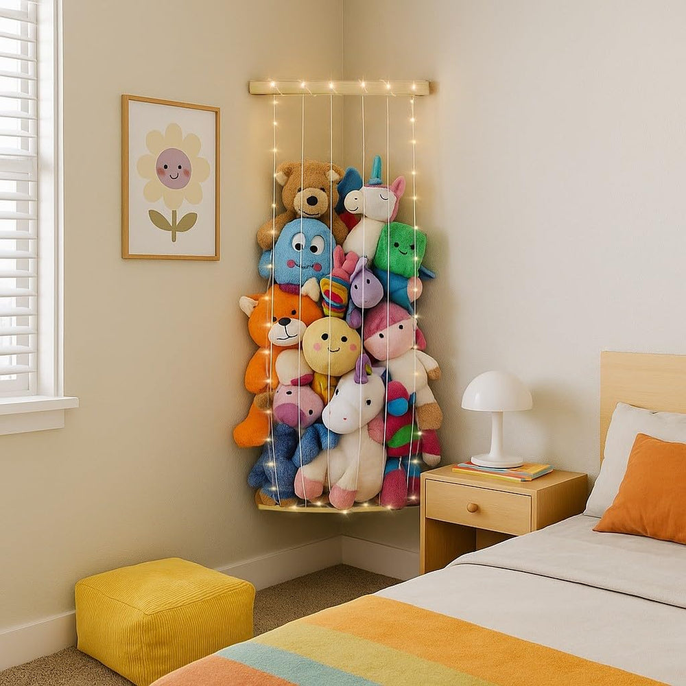 PUTSKA corner-stuffed-animal-storage-holder keeps plushies organized and off the floor for neat kid spaces.