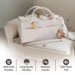 PUTSKA diaper caddy organizer with side external pockets keeps items accessible