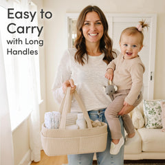 PUTSKA diaper caddy with three compartments keeps wipes, creams, and toys neatly separated.