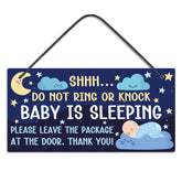 Putuo Decor baby sleeping door sign on the front door for a warm, clear quiet-time cue.