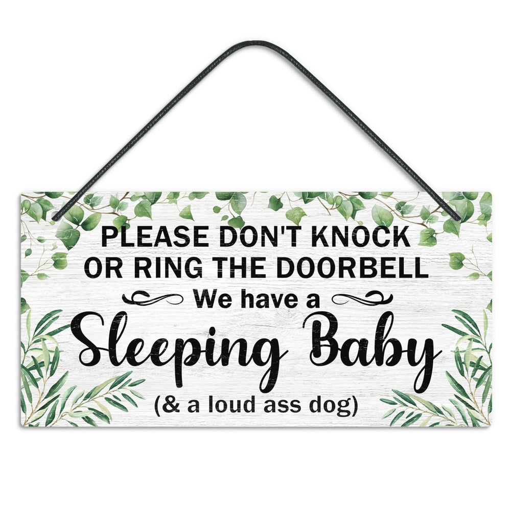 Putuo Decor baby sleeping door sign for front door helps minimize disturbances.