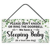 Putuo Decor baby sleeping door sign for front door helps minimize disturbances.