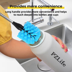 PZLife lid brush cleans bottle lids and threads thoroughly