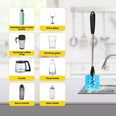PZLife long-handle bottle brush reaches deep rims in cups and mugs