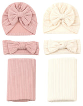 QandSweet newborn blanket pink beige wrap showcases soft cotton for cozy photo sessions.