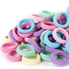 Qarwayoc pink mini hair ties with silver thread for gentle, snag-free hold on fine toddler hair