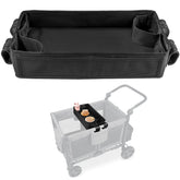 QAZWQAZ Stroller Snacks Tray W4 side view with two cup holders for on-the-go meals.