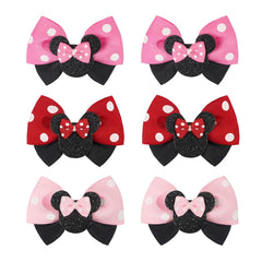 Qearl mouse ears hair clip pink closeup with fabric cover for secure toddler wear