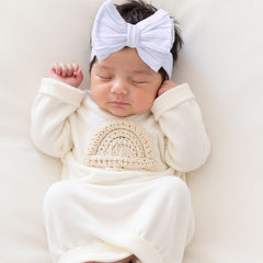 QFV Baby Girl Bows infant headband as versatile outfit accessory