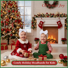 QFV Christmas baby bows red green white worn with outfits boosts festive photo moments