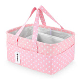 QiANBiRD pink diaper caddy with handle for easy transport and organized diapering