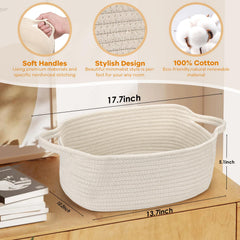 QiANBiRD grey rope basket shows portable storage for toys and books.
