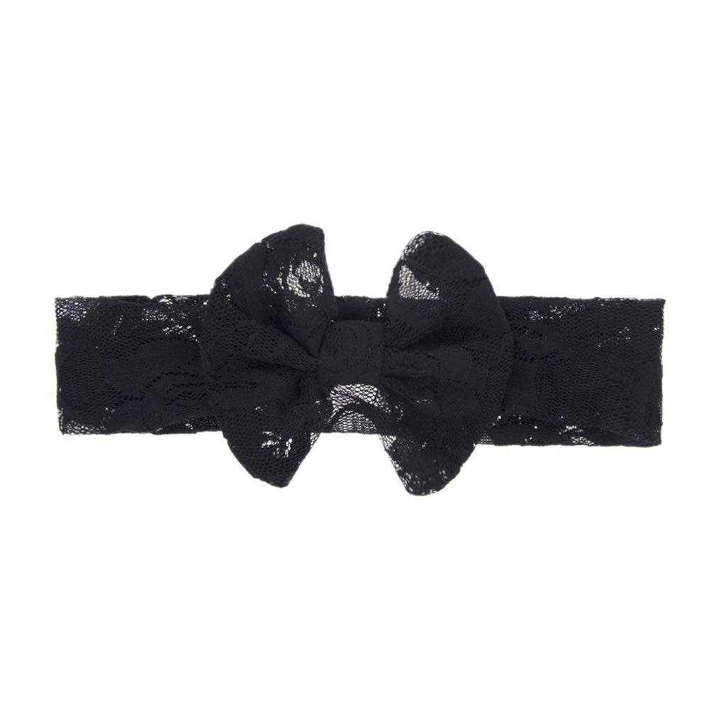 Qiansail baby lace bow headband in black, ideal for daily wear and photo shoots.