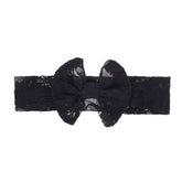 Qiansail baby lace bow headband in black, ideal for daily wear and photo shoots.
