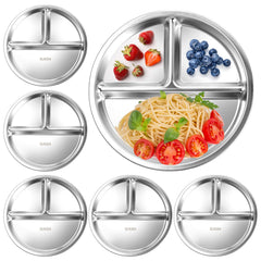 Qianyu 6-pack stainless steel kids plates set ready for durable meals and portion control.
