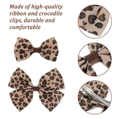 Qianyu leopard hair bow clip alligator clip; durable accessory for party or school
