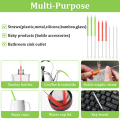 Qianyu 9-pcs colored straw-cleaner-set highlighting versatility and color-coding.