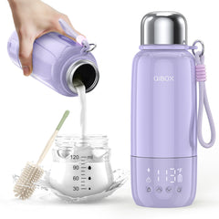 QIBOX bottle warmer travel front view showcases compact design for easy on-the-go feeds.