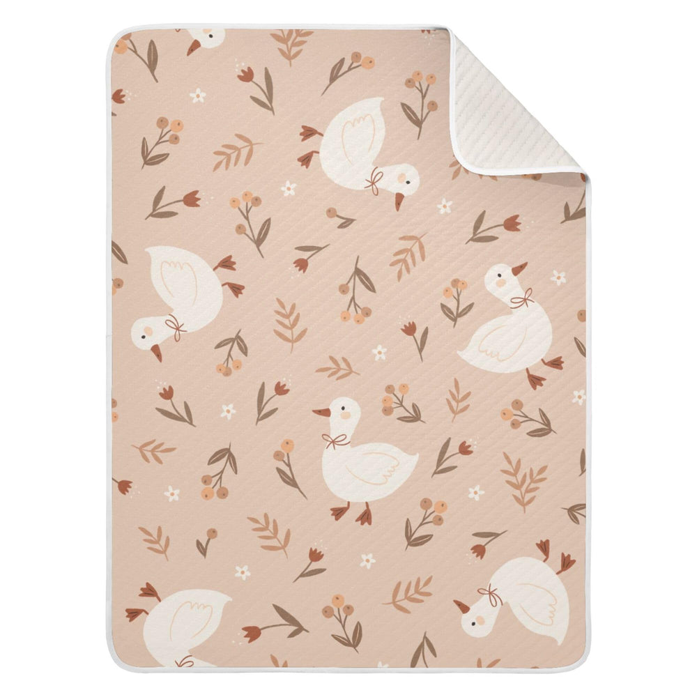 Qilmy Cute Goose Flowers baby blanket surface shows ultra-soft cotton texture for cozy snuggles