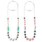 QIMGIC teething necklace pink-white style1 soothing baby during nursing.