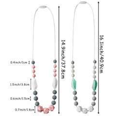 QIMGIC teething necklace pink-white style2 doubles as chic mom jewelry.
