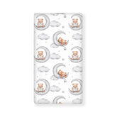 QINBEIDU Teddy Bears watercolor crib sheet with moon and stars offers soft, breathable nap time comfort.