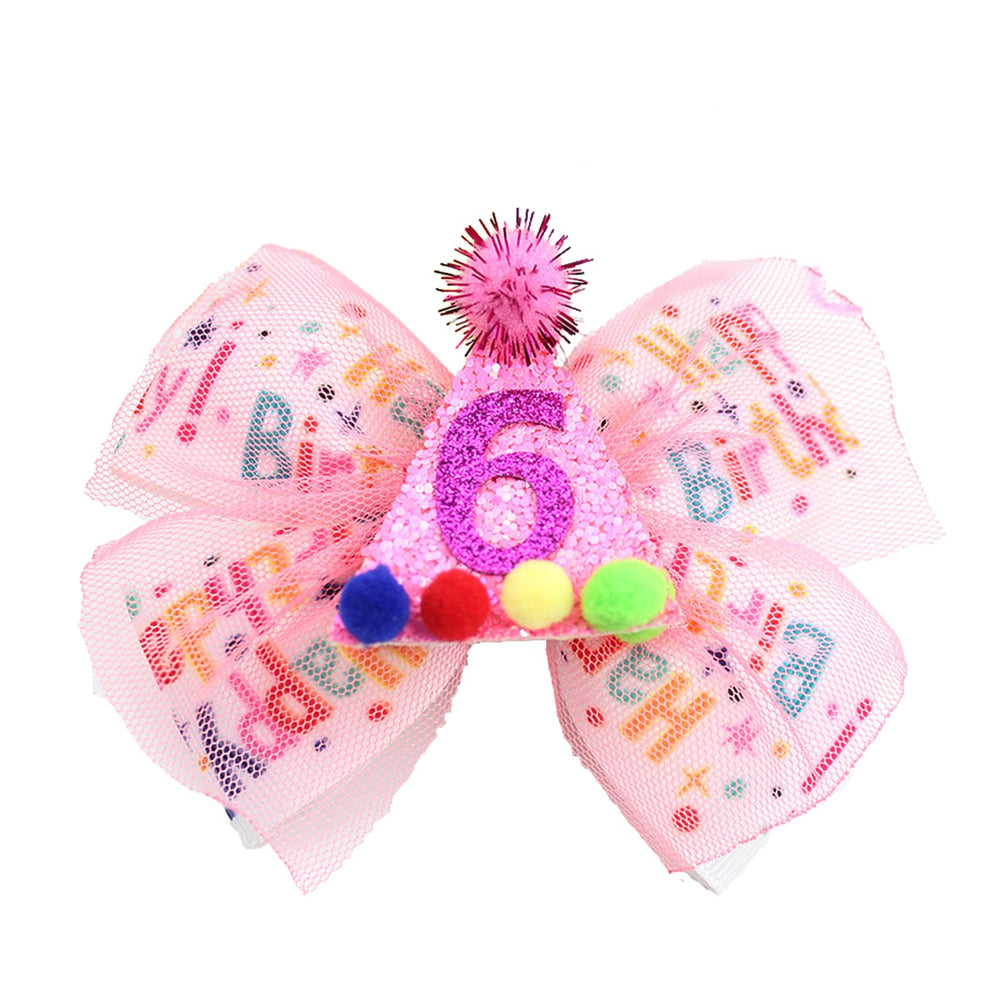 QIUJALE 6th birthday hair bow in hot pink adds festive flair for celebrations