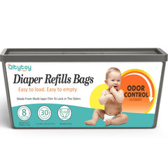 Qltytoy diaper pail refill bags in a 30-pack offer ample capacity.